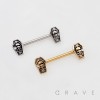 COFFIN-SHAPED ENDS WITH A SKULL ENGRAVE 316L SURGICAL STEEL NIPPLE RING